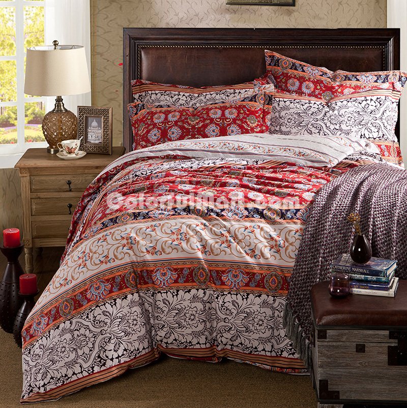 Rosemary Red Duvet Cover Set European Bedding Casual Bedding - Click Image to Close