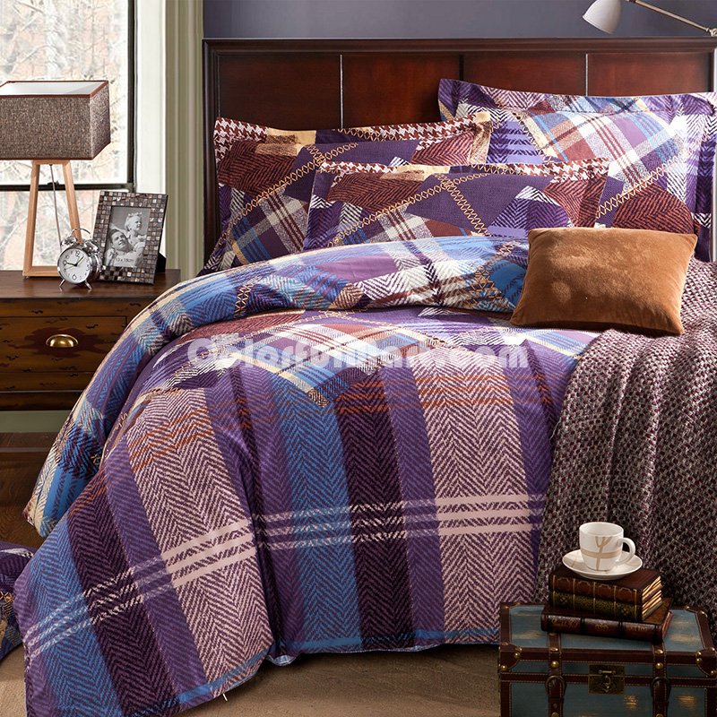Cassie Purple Tartan Bedding Stripes And Plaids Bedding Teen Bedding - Click Image to Close