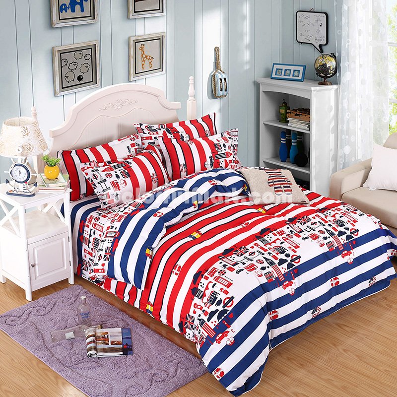 Colorful World Red Bedding Set Duvet Cover Pillow Sham Flat Sheet Teen Kids Boys Girls Bedding - Click Image to Close