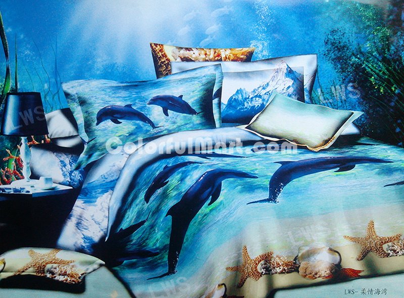 Gulf And Dolphins Bedding 3D Duvet Cover Set - Click Image to Close