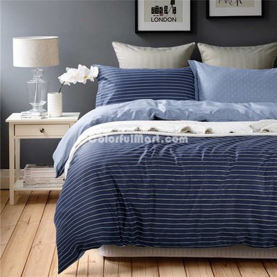 Simple Stripes Blue Bedding Set Teen Bedding Dorm Bedding Bedding Collection Gift Idea