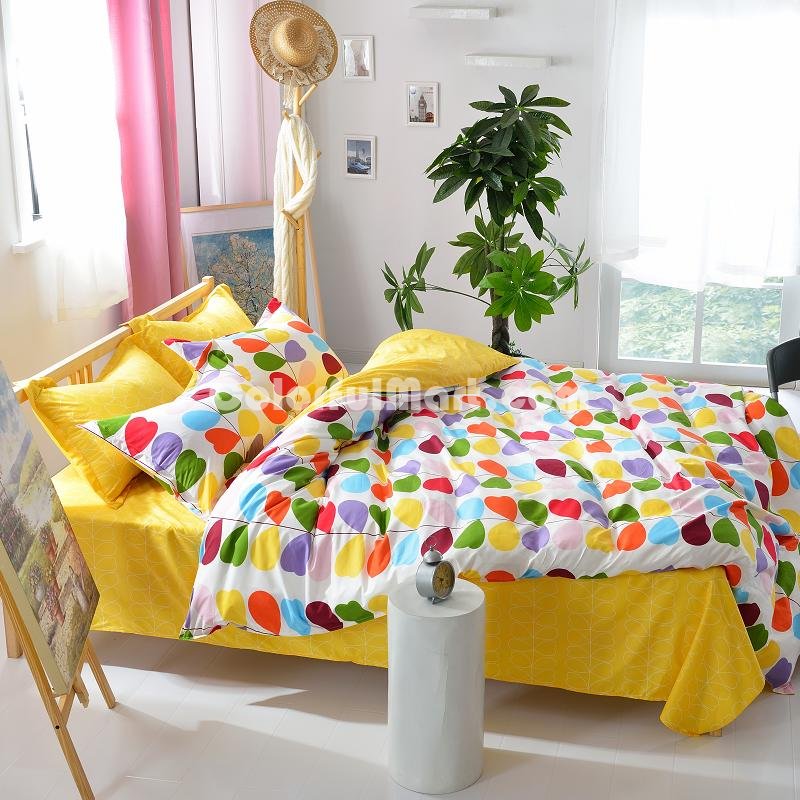 Hearts Balloons Yellow Bedding Set Modern Bedding Cheap Bedding Discount Bedding Bed Sheet Pillow Sham Pillowcase Duvet Cover Set - Click Image to Close
