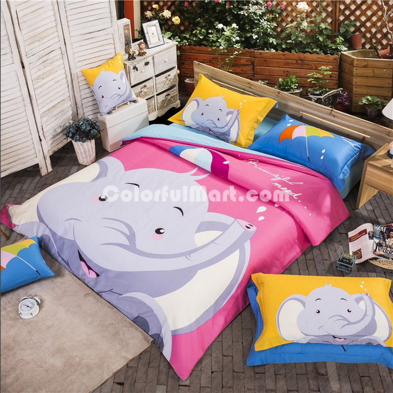 Elephant Pink Bedding Set Kids Bedding Duvet Cover Set Gift Idea - Click Image to Close
