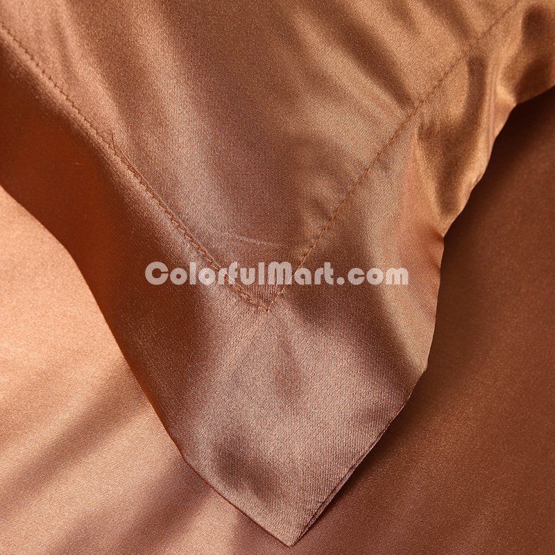 Light Brown Silk Pillowcase, Include 2 Standard Pillowcases, Envelope Closure, Prevent Side Sleeping Wrinkles, Have Good Dreams - Click Image to Close