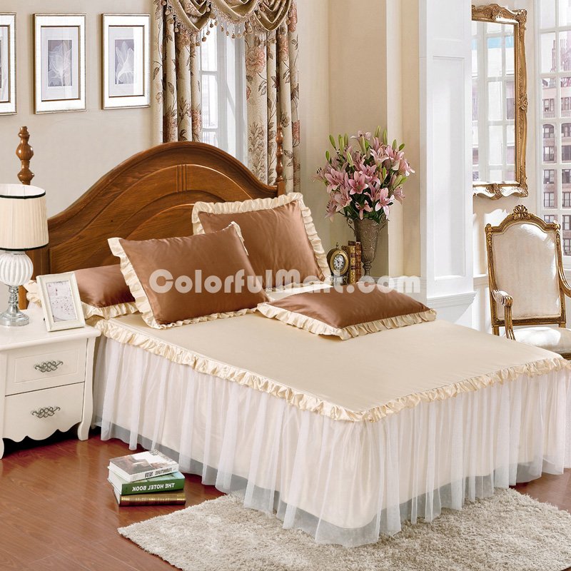 Coffee And Tan Silk Duvet Cover Set Teen Girl Bedding Princess Bedding Set Silk Bed Sheet Gift Idea - Click Image to Close