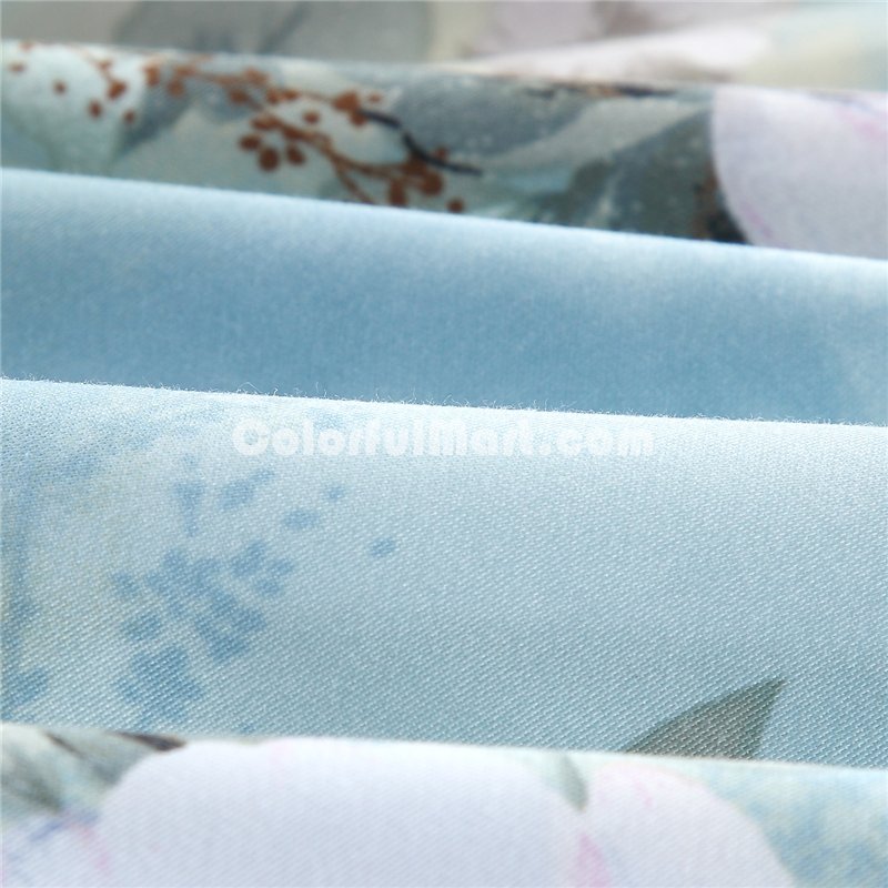 White Lover Blue Bedding Set Girls Bedding Floral Bedding Duvet Cover Pillow Sham Flat Sheet Gift Idea - Click Image to Close