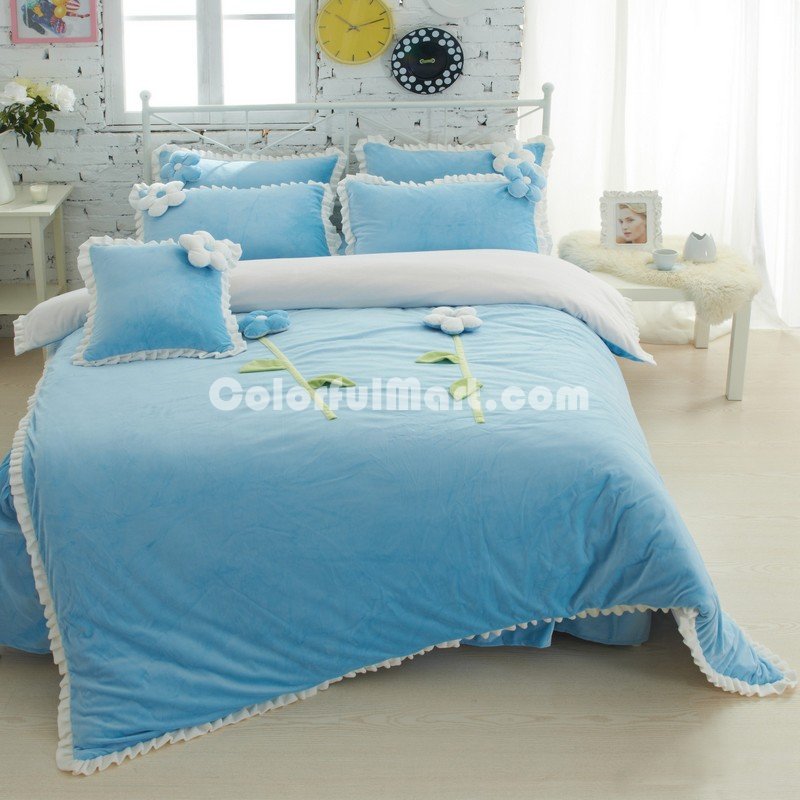 Sweet Princess Blue Velvet Bedding Girls Bedding Princess Bedding - Click Image to Close