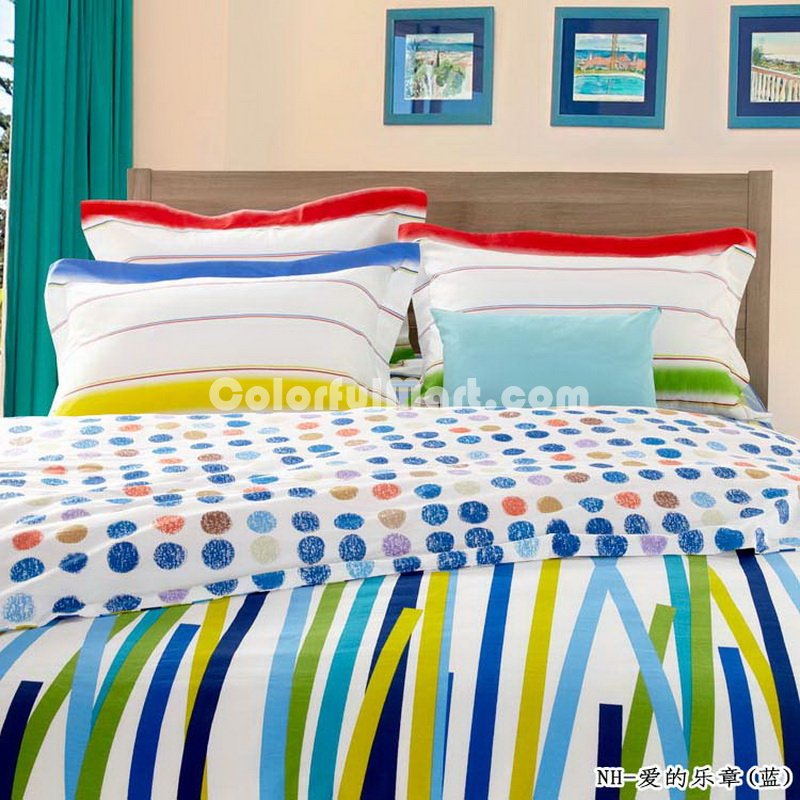 Vertical Stripes Blue Teen Bedding Modern Bedding - Click Image to Close