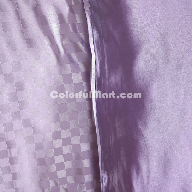Beautiful Grid Violet Duvet Cover Set Silk Bedding Luxury Bedding - Click Image to Close