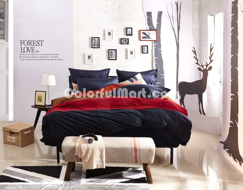 Lovers In Paris Blue Velvet Bedding Modern Bedding Winter Bedding - Click Image to Close