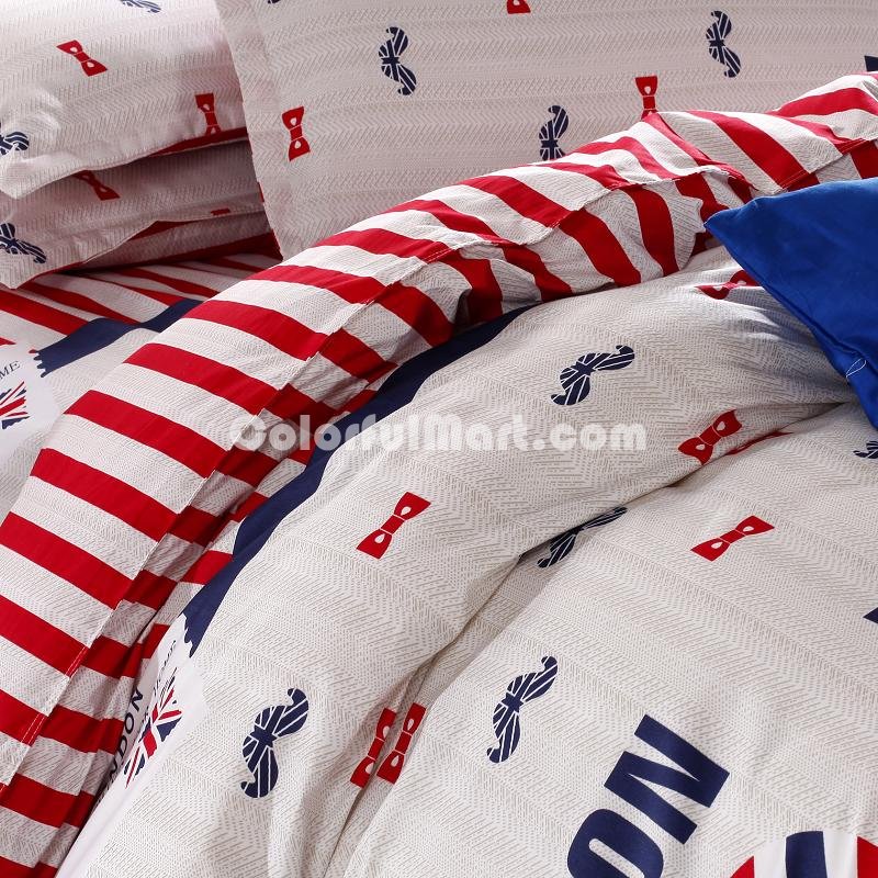 British Gentlemen Red Bedding Set Modern Bedding Cheap Bedding Discount Bedding Bed Sheet Pillow Sham Pillowcase Duvet Cover Set - Click Image to Close