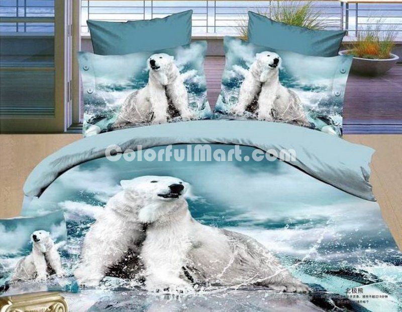 Polar Bear Blue Bedding Animal Print Bedding 3d Bedding Animal Duvet Cover Set - Click Image to Close