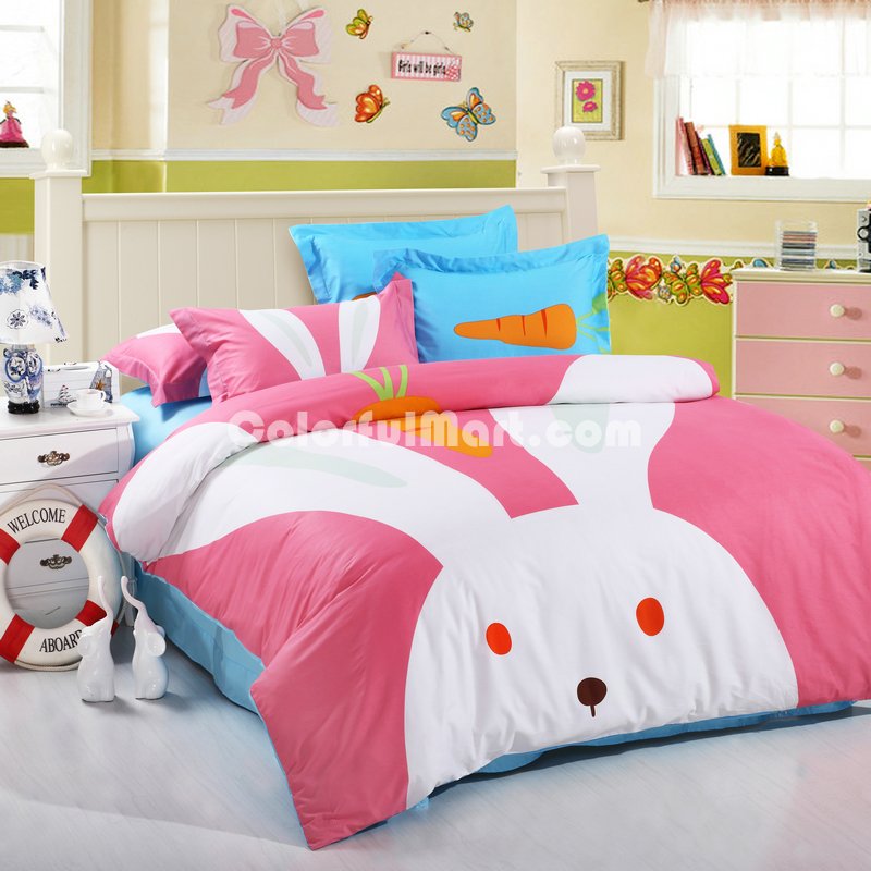The Small Rabbit Pink Cartoon Animals Bedding Kids Bedding Teen Bedding - Click Image to Close