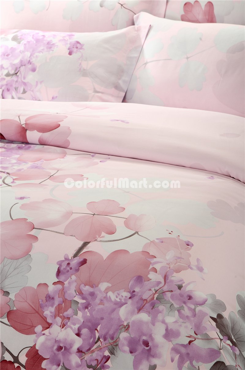 Flowers On The Branches Pink Bedding Set Girls Bedding Floral Bedding Duvet Cover Pillow Sham Flat Sheet Gift Idea - Click Image to Close