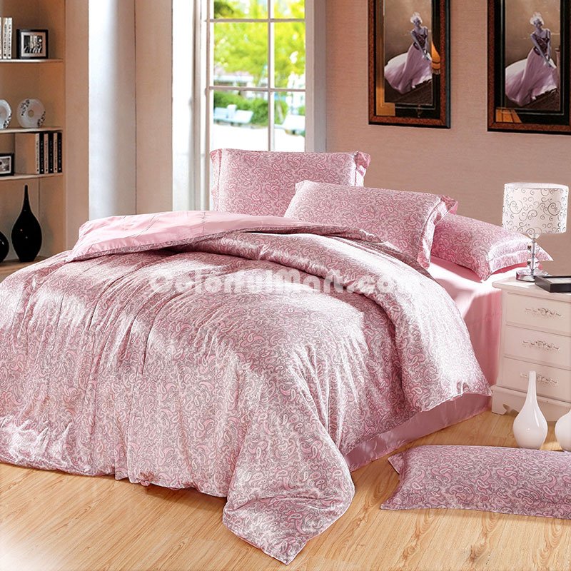 Amorous Feelings Pink Silk Duvet Cover Set Silk Bedding - Click Image to Close