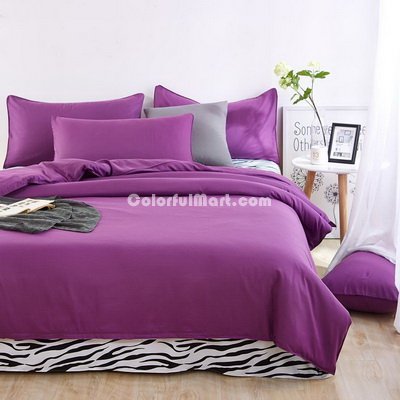 Zebra Print Purple Bedding Set Duvet Cover Pillow Sham Flat Sheet Teen Kids Boys Girls Bedding