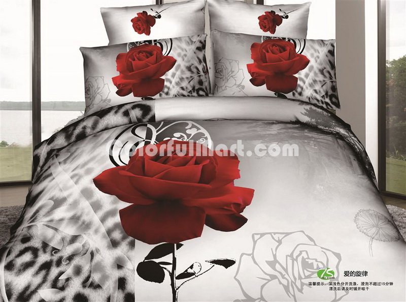 Melody Of Love Red Bedding Rose Bedding Floral Bedding Flowers Bedding - Click Image to Close