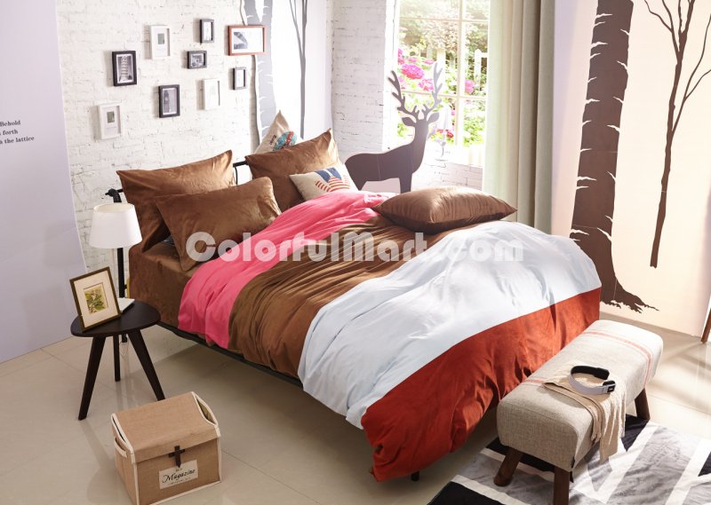 Romantic Princess Coffee Velvet Bedding Modern Bedding Winter Bedding - Click Image to Close