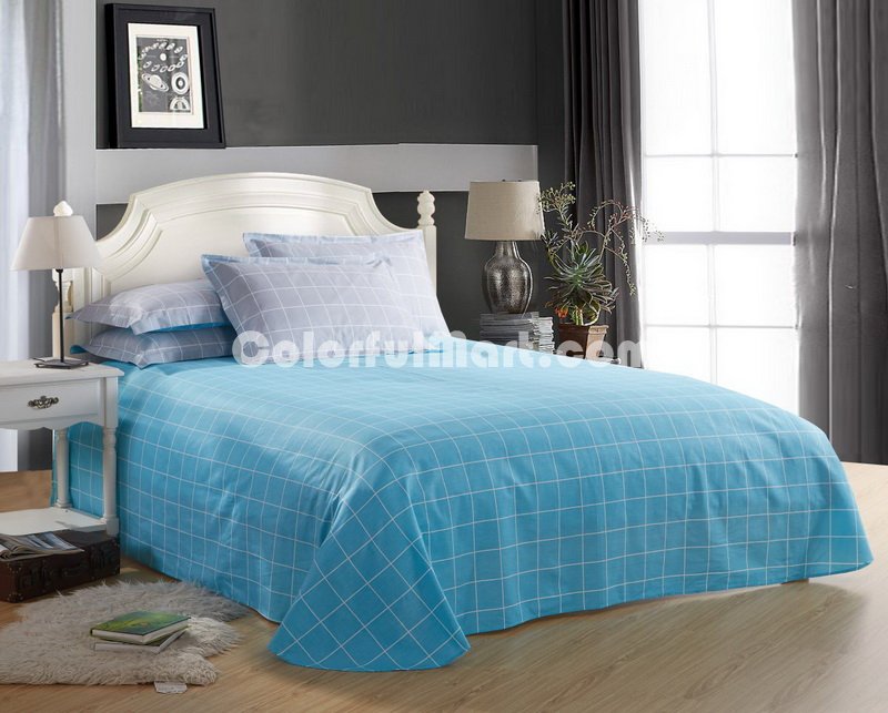 Modern Grids Gray And Blue Teen Bedding Duvet Cover Set - Click Image to Close