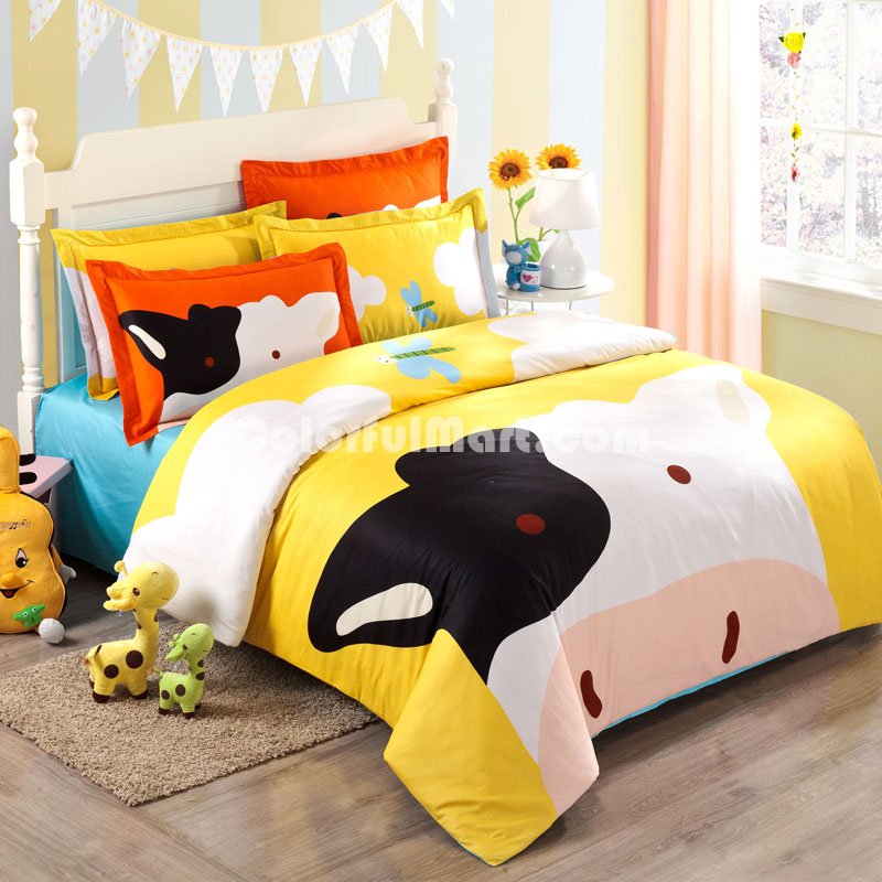 Cow Yellow Bedding Set Kids Bedding Duvet Cover Set Gift Idea - Click Image to Close