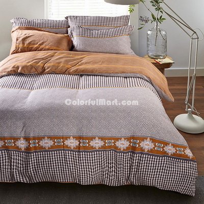 Miguel Brown Bedding Set Modern Bedding Collection Floral Bedding Stripe And Plaid Bedding Christmas Gift Idea