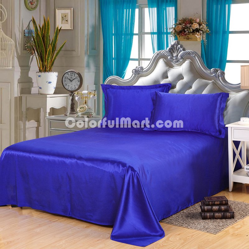 Royal Blue Silk Bedding Set Duvet Cover Silk Pillowcase Silk Sheet Luxury Bedding - Click Image to Close
