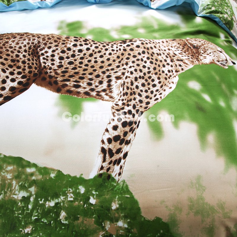 Gift Ideas Cheetah Green Bedding Sets Teen Bedding Dorm Bedding Duvet Cover Sets 3D Bedding Animal Print Bedding - Click Image to Close