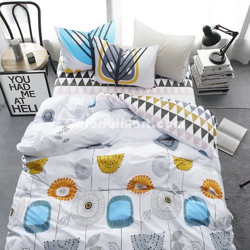 Flowers White Bedding Kids Bedding Teen Bedding Dorm Bedding Gift Idea - Click Image to Close