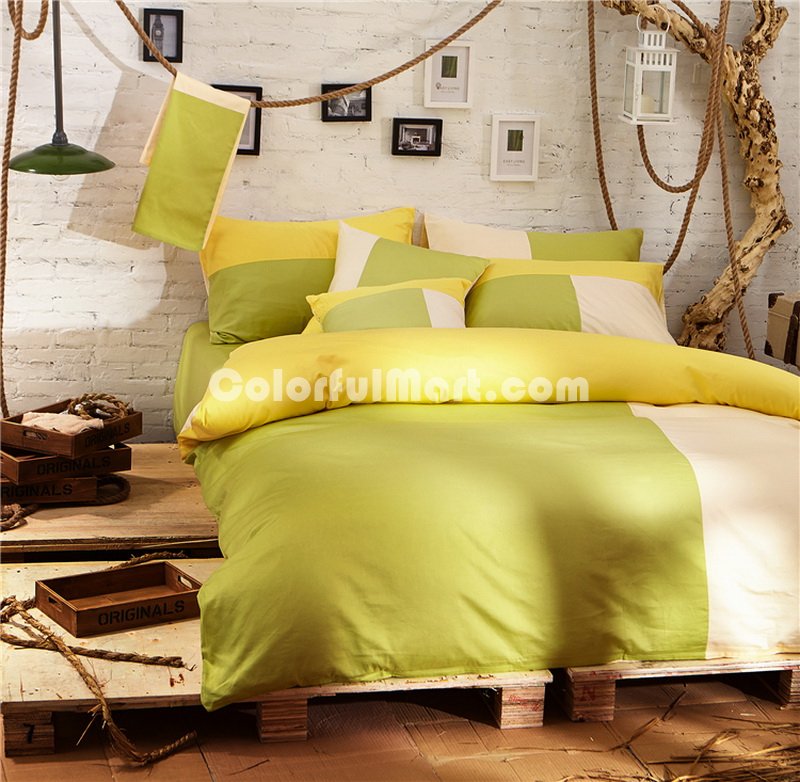 Lime Green Bedding Set Teen Bedding College Dorm Bedding Duvet Cover Set Gift - Click Image to Close