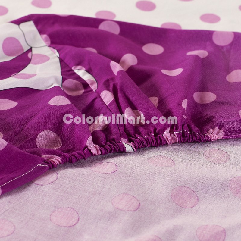 Modern Girl Purple 100% Cotton 4 Pieces Bedding Set Duvet Cover Pillow Shams Fitted Sheet - Click Image to Close