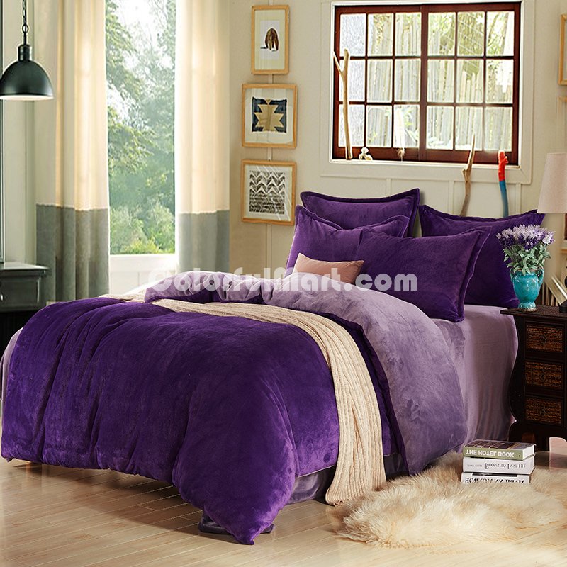 Purple And Lilac Flannel Bedding Winter Bedding - Click Image to Close