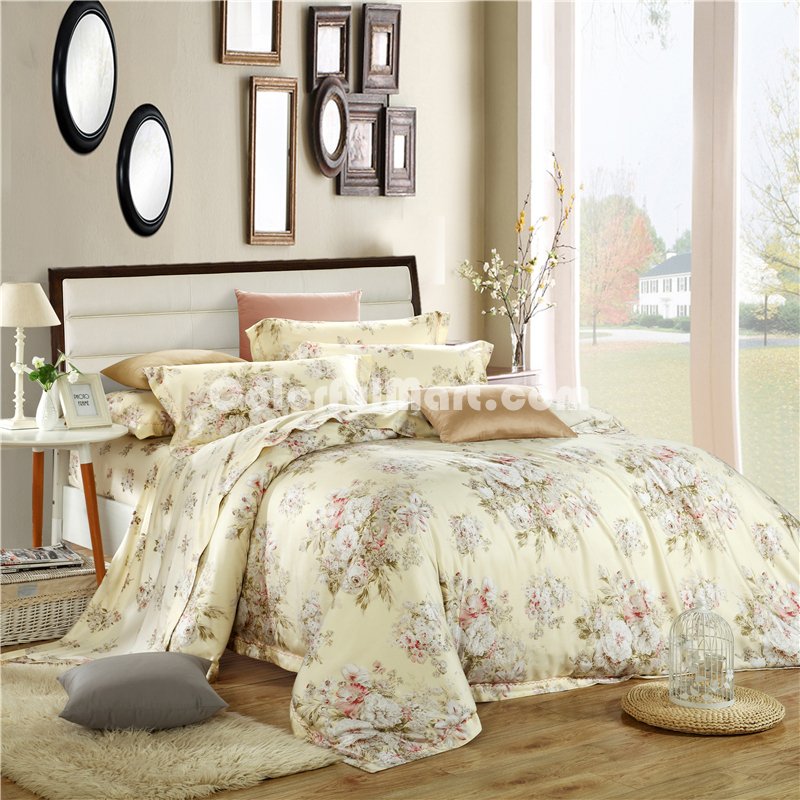 Sweet Yellow Bedding Set Luxury Bedding Girls Bedding Duvet Cover Pillow Sham Flat Sheet Gift Idea - Click Image to Close
