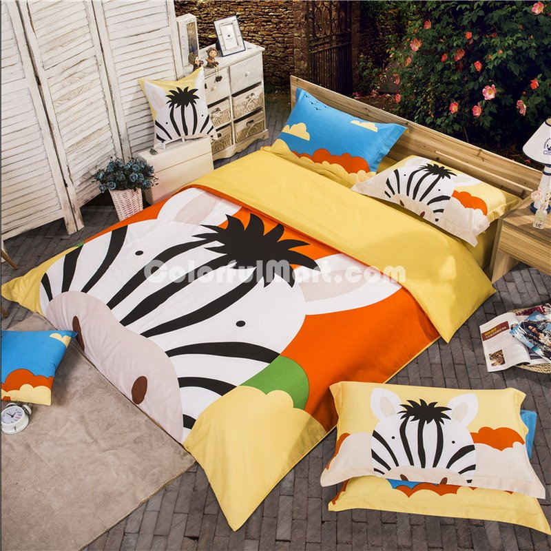 Zebra Yellow Bedding Set Kids Bedding Duvet Cover Set Gift Idea - Click Image to Close
