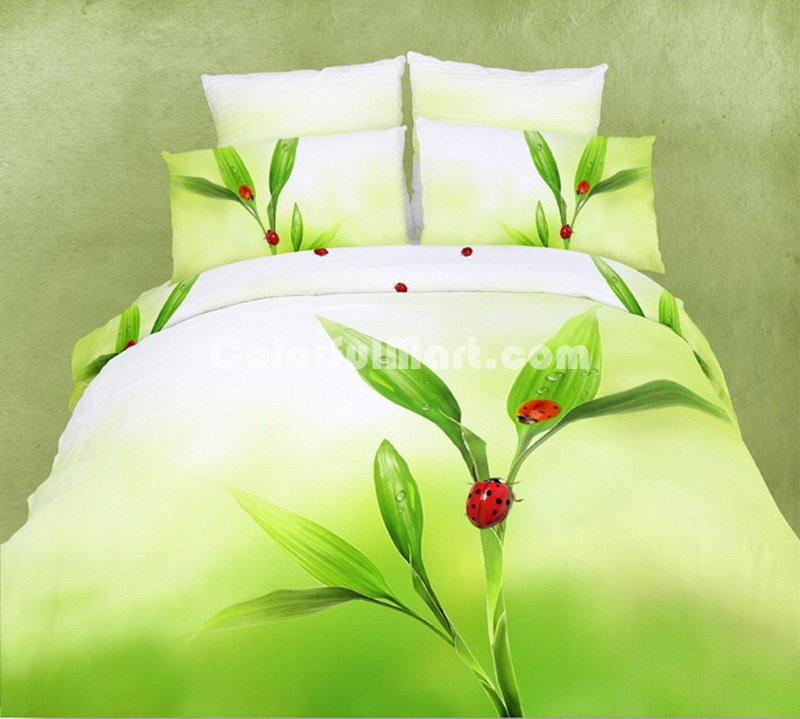 Small Fresh Green Ladybug Bedding Set - Click Image to Close