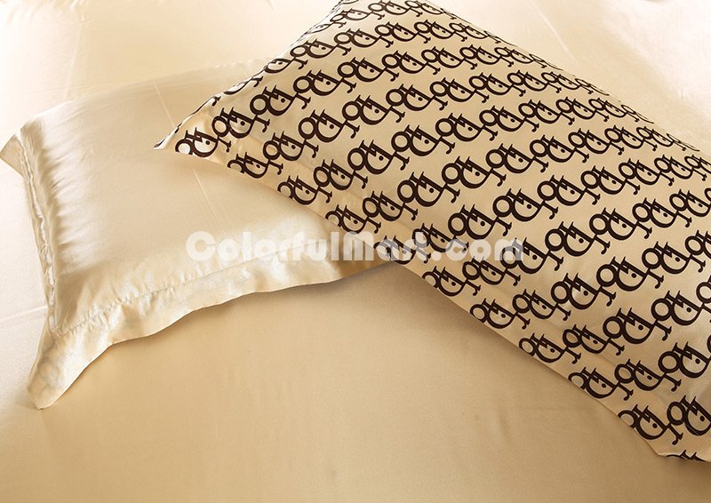 Great Life Beige Duvet Cover Set Silk Bedding Luxury Bedding - Click Image to Close