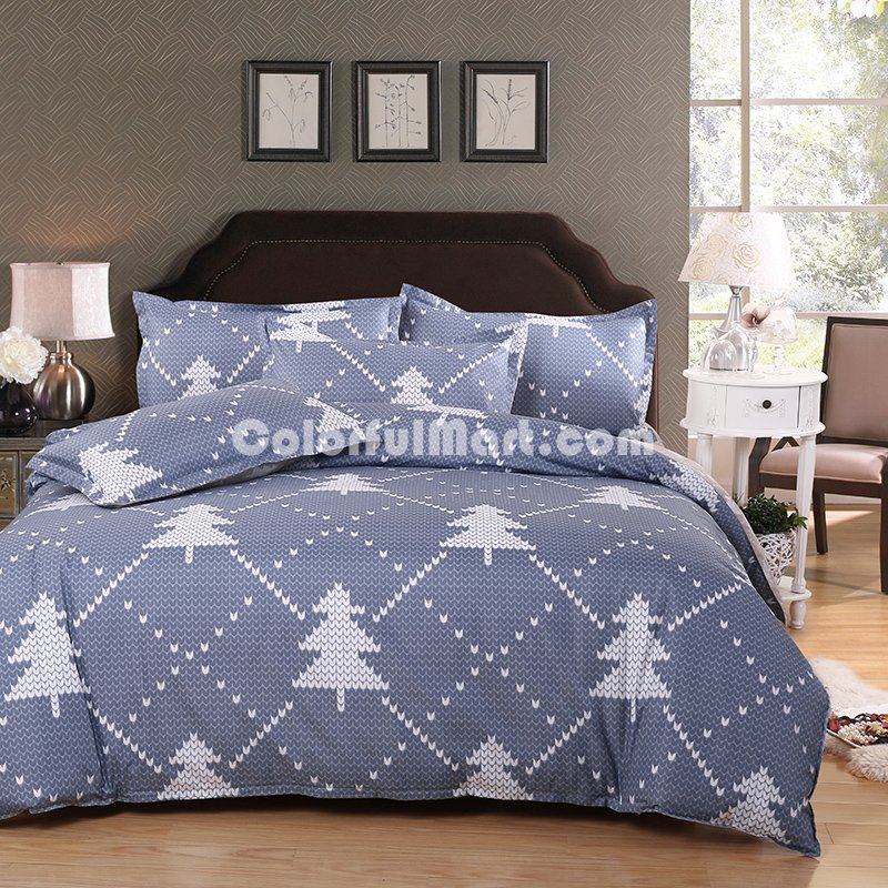 Geometric Tree Grey Bedding Set Duvet Cover Pillow Sham Flat Sheet Teen Kids Boys Girls Bedding - Click Image to Close