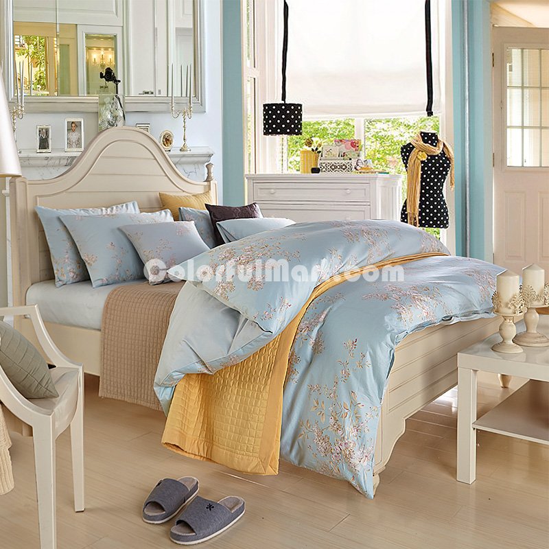 Sophie Light Blue Bedding Egyptian Cotton Bedding Luxury Bedding Duvet Cover Set - Click Image to Close