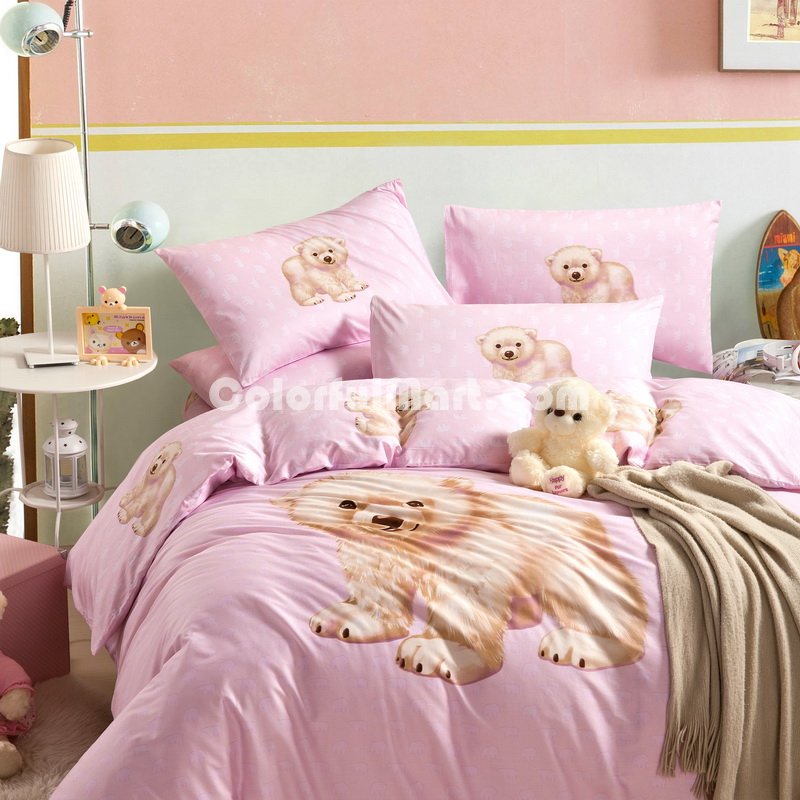 Little Bear Pink Cartoon Bedding Kids Bedding Girls Bedding Teen Bedding - Click Image to Close