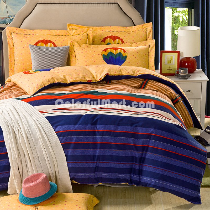 Hot Air Balloon Blue Teen Bedding College Dorm Bedding Kids Bedding - Click Image to Close