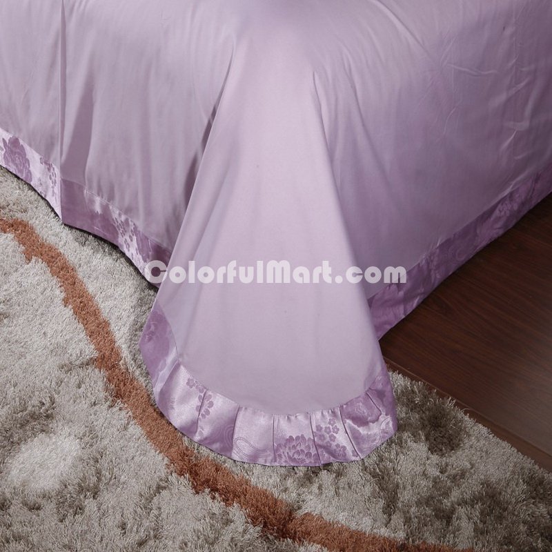 In Full Bloom Purple Jacquard Damask Luxury Bedding - Click Image to Close