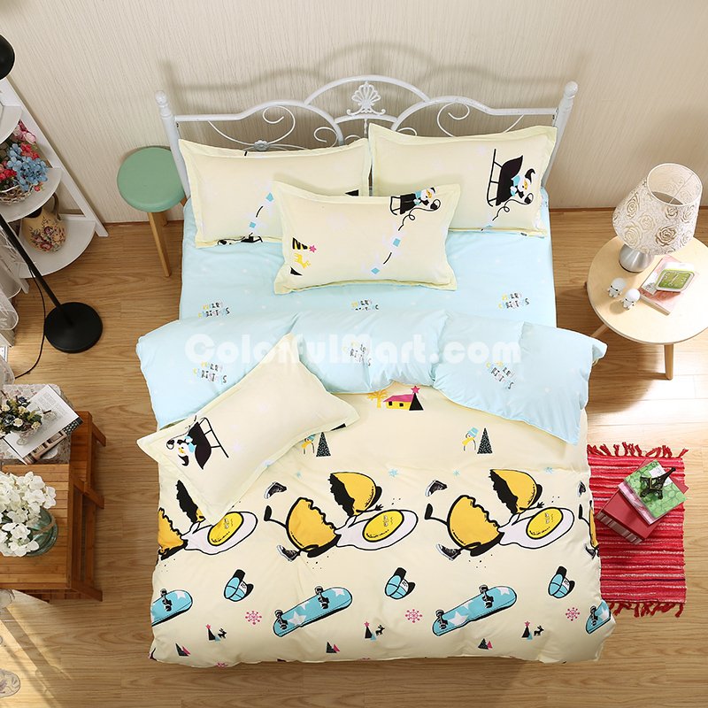 Monkey Yellow Bedding Set Duvet Cover Pillow Sham Flat Sheet Teen Kids Boys Girls Bedding - Click Image to Close