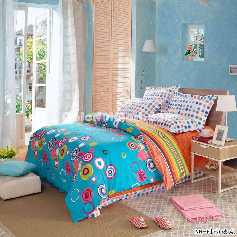 Fashionable Polka Dots Blue Teen Bedding Modern Bedding - Click Image to Close