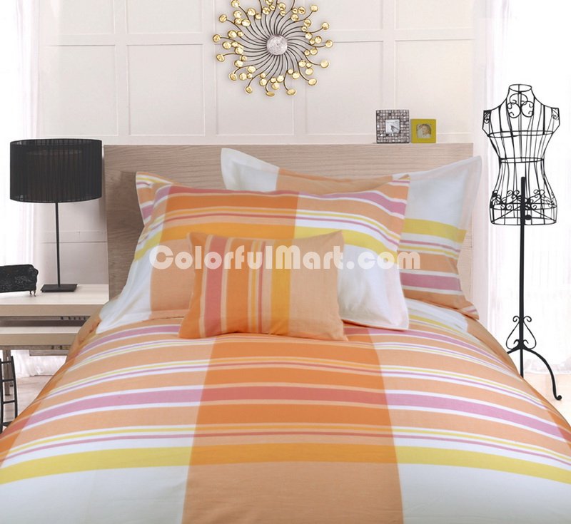 Rainbow Color Orange Duvet Cover Set Luxury Bedding - Click Image to Close
