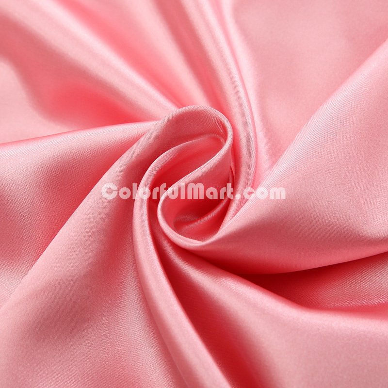 Red Pink Silk Pillowcase, Include 2 Standard Pillowcases, Envelope Closure, Prevent Side Sleeping Wrinkles, Have Good Dreams - Click Image to Close