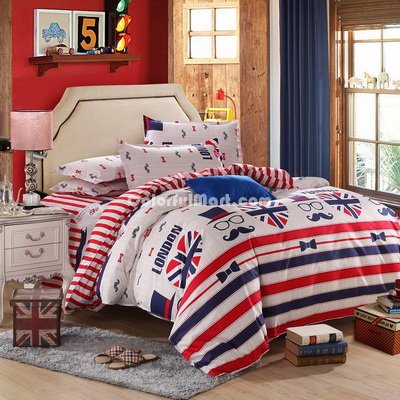 British Gentlemen Red Bedding Set Modern Bedding Cheap Bedding Discount Bedding Bed Sheet Pillow Sham Pillowcase Duvet Cover Set