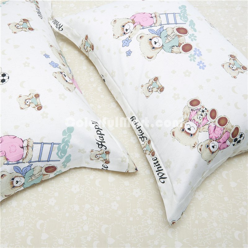 Baby Bear White Bedding Set Teen Bedding Dorm Bedding Bedding Collection Gift Idea - Click Image to Close