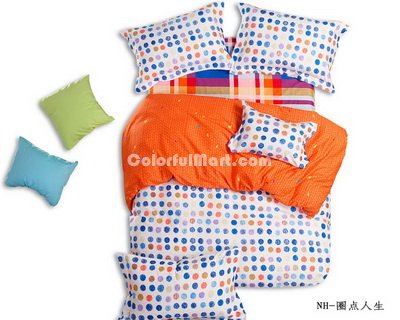 Simple Polka Dots Orange Teen Bedding Modern Bedding