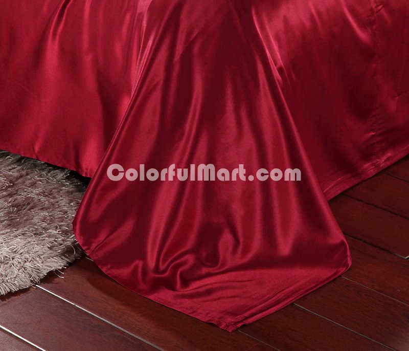 Pure Enjoyment Wine Red Silk Bedding Silk Duvet Cover Set - Click Image to Close