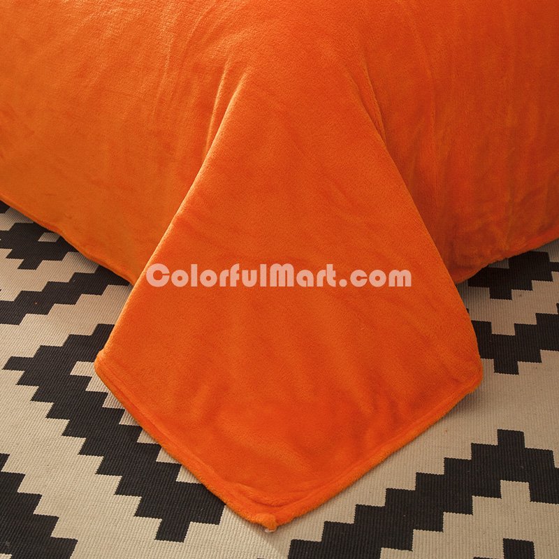 Orange Velvet Flannel Duvet Cover Set for Winter. Use It as Blanket or Throw in Spring and Autumn, as Quilt in Summer. - Click Image to Close