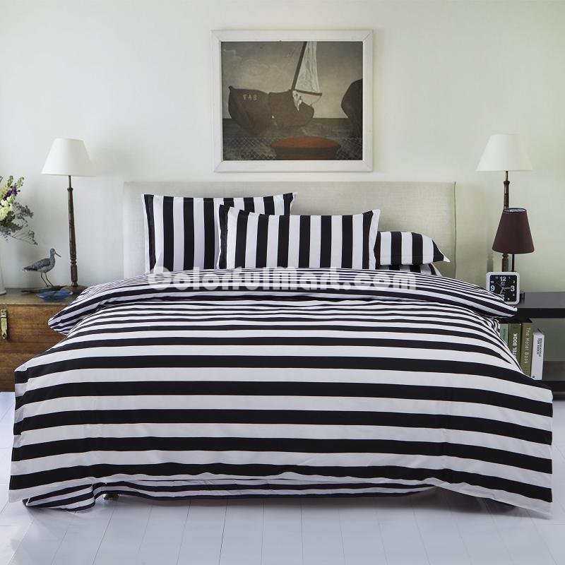 Stripes White And Black Bedding Set Modern Bedding Cheap Bedding Discount Bedding Bed Sheet Pillow Sham Pillowcase Duvet Cover Set - Click Image to Close